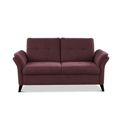 Abbildung von CAVADORE 2er Sofa Grönland / Skandinavische 2 Sitzer Couch mit Federkern + Sitztiefenverstellung 173 x 90 102 Flachgewebe, Rot