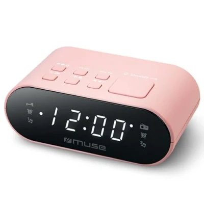 Abbildung von MUSE DUALER WECKER Radio PLL in Rosa, Handlicher UKW mit Dual Alarm, LED Anzeige, 24 Stunden Dimmer und Batterie Backup