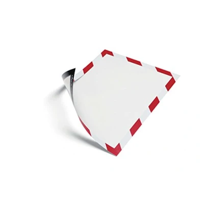 Abbildung von Durable Info Rahmen Duraframe Magnetic Security (A4, Magnetrahmen für metallische Oberflächen) 5 Stück, rot/weiß, 4945132