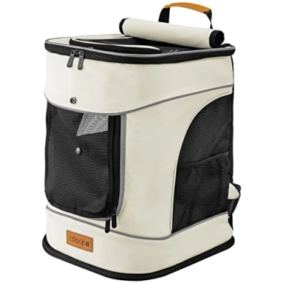 Abbildung von Cadoca Tiertransporttasche, bis 12 kg Rucksack 31x30x41cm Haustier Katze Hund Beige