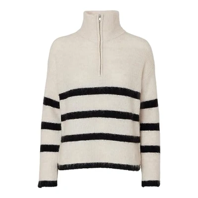 Abbildung von Selected Femme Slfmaline HALF ZIP Strickpullover, Damen, Größe: 40, Birch/black