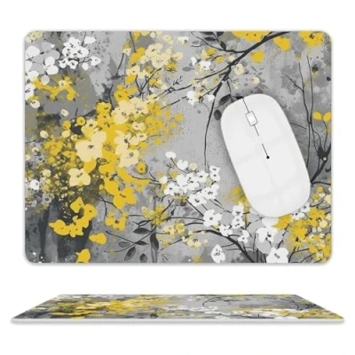 Abbildung von MousePad Mauspad mit rutschfester Gummiunterseite, leicht gleitend, personalisiertes Tastatur Pad, grau, abstrakte Blume, Gaming Mauspad, Schreibtisch Schutzmatte für Laptop, Büro, Zuhause,
