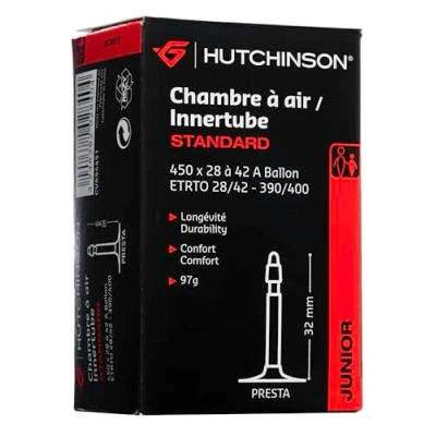 Abbildung von Hutchinson Standard Fahrradschlauch, Schwarz, 450 x 28/42A Franz Ventil 32 mm