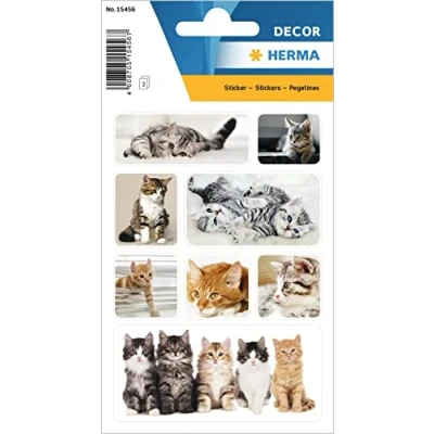 Abbildung von HERMA 15456 Tiere Sticker, Katzenkinder (24 Aufkleber, Papier, matt) selbstklebend, permanent haftende Motiv Etiketten für Mädchen und Jungen, bunt