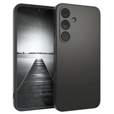 Abbildung von EAZY Case Handyhülle Silikon kompatibel mit Galaxy S25 stoßfeste Schutzhülle dünne für Hülle Fallschutz leichtes Cover schlankes Silicone in Schwarz