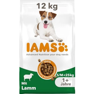 Abbildung von IAMS Hundefutter trocken mit Lamm Trockenfutter für erwachsene Hunde ab 1 Jahr, geeignet kleine &amp; mittelgroße Hunde, 12 kg