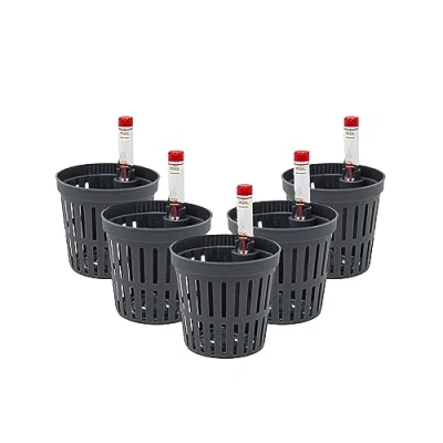 Abbildung von Leni Kulturtopf für Hydrokultur Systeme Set mit Wasserstandsanzeiger Größen zur Wahl 5 32 cm rund Langlebiger Kunststoff (5er Pack, Ø: 5cm H: 5cm)