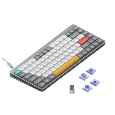 Abbildung von nuphy Air75 V2 Kabellose mechanische Tastatur, 84 Tasten RGB Hot Swap unterstützt Bluetooth 5.1, 2.4G und kabelgebundener Verbindungc für PC/Laptop/Windows/Mac Grey Gateron Wisteria Switch
