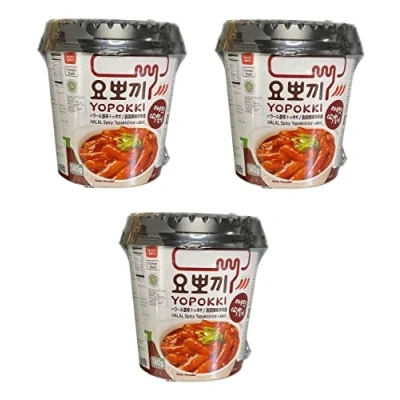 Abbildung von Topokki Pamai Pai® Dreierpack: 3 x 140g YOPOKKI Reiskuchen HALAL HOT &amp; SPICY scharfe Sauce