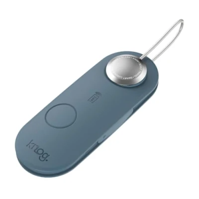Abbildung von Knog Scout iOS Smart Tag, Tracker &amp; 85d Alarm Wiederaufladbarer Gepäckanhänger Kompatibel mit App Apple Find My, Digitale Kontaktinformationen, Remote Chime, bei niedrigem Batteriestand,