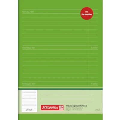 Abbildung von BRUNNEN Schulheft Hausaufgabenheft A5 24 Blatt 10 46913 Aufgabenheft grün