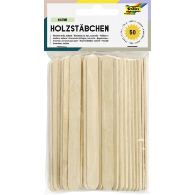 Abbildung von folia 2287 Holzstäbchen natur, ca. 11,4 x 1 0,2 cm, 50 Stück, mit abgerundeten Enden, ideal zum Dekorieren, Basteln oder Zahlen erlernen