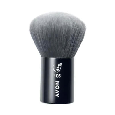 Abbildung von Avon Kabuki Pinsel, zum Auftragen und Verblenden von Pudern Bronzern für natürlich aussehende Deckkraft Finish, veganfreundlich mit einem Griff aus recyceltem Kunststoff.