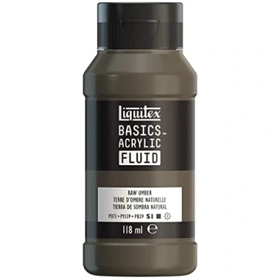 Abbildung von Liquitex 8870409 Basics Fluid Acrylfarbe mit fließender Konsiszenz, schnell trocknend, lichtecht, wasserfest, auf Wasserbasis, 118ml Flasche Umbra Natur
