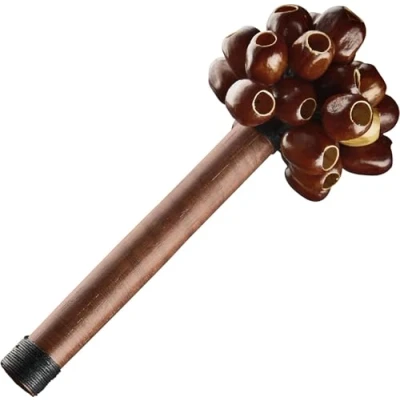 Abbildung von Sonic Energy Pala Nussschalen Shaker Ca. 23 cm Soundeffekt Instrument für Therapie und Percussion Mit Stabgriff (SPH)