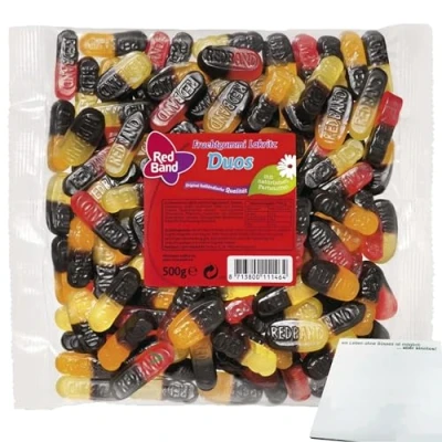 Abbildung von Red Band Fruchtgummi Lakritz Duos (500g Beutel) + usy Block