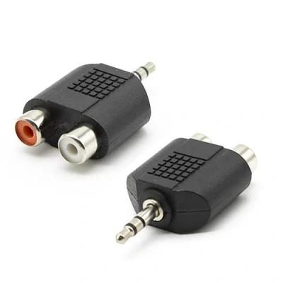Abbildung von CABLEPELADO Stereo Adapter, 3,5 mm Klinkenstecker auf 2 Cinch Buchsen, Audio Konverter, AUX IN TRS, RCA Klinke, Dual PVC, Schwarz