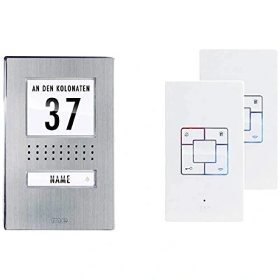 Abbildung von m e modern Electronics 1925354 41166 Türsprechanlage komplett kabelgebunden Edelstahl weiß