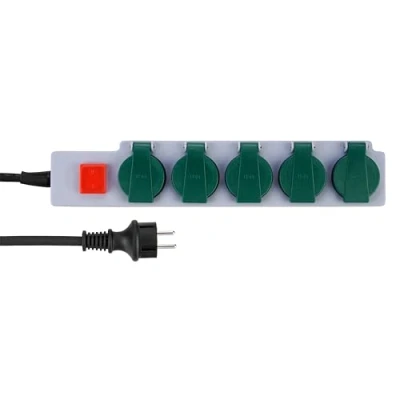 Abbildung von REV Steckdosenleiste Mehrfachsteckdose 5 fach mit Schalter, IP44, ideal für Garten &amp; Terrasse, 1,5m, 3500W, grau