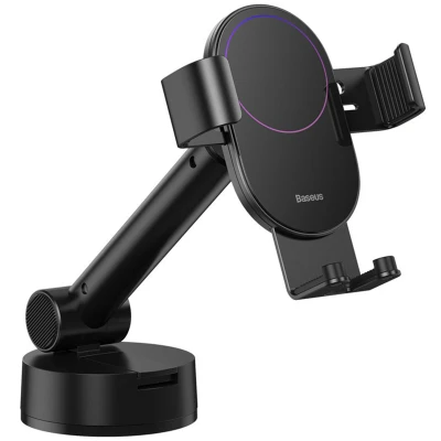Abbildung von Baseus Simplism Gravity Telefonhalter für das Auto Armaturenbrett / Windschutzscheibe Klappbar Verstellbar Schwarz Aluminium