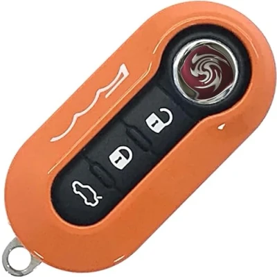Abbildung von Nordecco Glänzende Schlüsselanhänger Schutzhülle für Fiat 500C, 500 500L, 500X, Abarth, Grande, Punto, Brava, Panda, Stilo, Linea (Orange)
