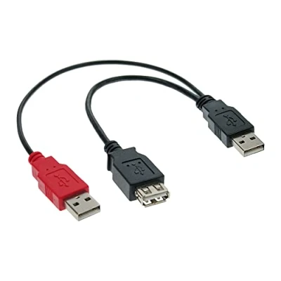 Abbildung von InLine 34510Z USB 2.0 Y Anschlusskabel, 2x Stecker A an Buchse A, 0,2m