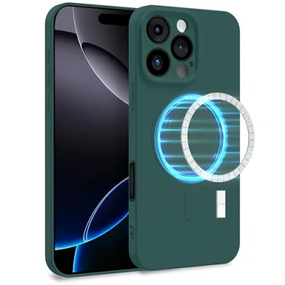 Abbildung von MyGadget Hülle für Apple iPhone 16 Pro [ kompatibel mit MagSafe ] Zweilagige Handyhülle Kameraschutz Cover Innenfutter &amp; Silikon außen Olive Grün