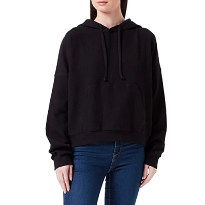 Abbildung von HUGO Damen Darimila Relaxed Fit Hoodie aus Baumwoll Mix mit Logo Detail Schwarz L