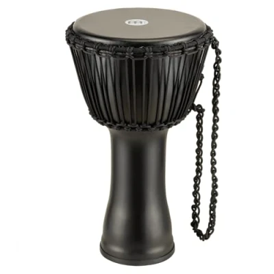 Abbildung von Meinl Percussion Rope Travel Djembe Mittelgroße Handtrommel Mit Ziegenfell Durchmesser 10 Zoll Kunststoff, Schwarz (PADJ4 M G)