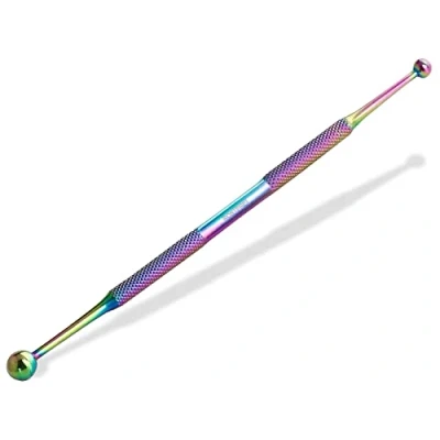Abbildung von InstrumenteNrw Akupressur Stift Kugeln Ø 6/9 mm Edelstahl Manuelle Hand Massage Gerät Akupunktur Punktsucher Meridianstift Akupressurstift (Titan Rainbow)