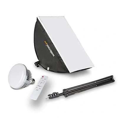 Abbildung von Walimex pro Softbox &amp; Lampenstativ Kit I 40x60cm, 45W Bi Color LED leistungsstarkes Dauerlicht inkl. Diffusor Fernbedienung Farbtemperatur 3.000 6.000 K Für Profi Fotos Videos CRI 95+
