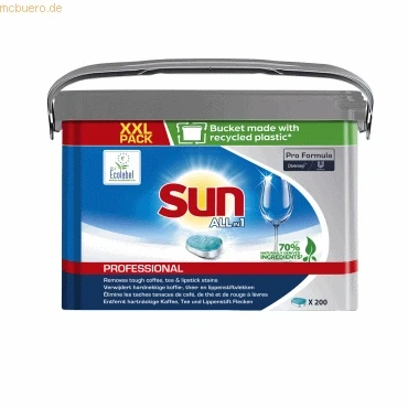 Abbildung von SUN Professional Tablets All in 1 Spülmaschinen Tabs, 7515858, 7615400080366, Packung = 200 Tabs
