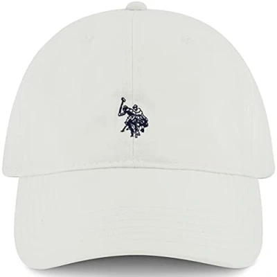 Abbildung von U.S. Polo ASSN. Herren US Assn Baumwolle, verstellbar, Gebogene Krempe, mit gesticktem kleinen Pony Logo Baseballkappe, Weiss/opulenter Garten, Einheitsgröße (6er Pack)