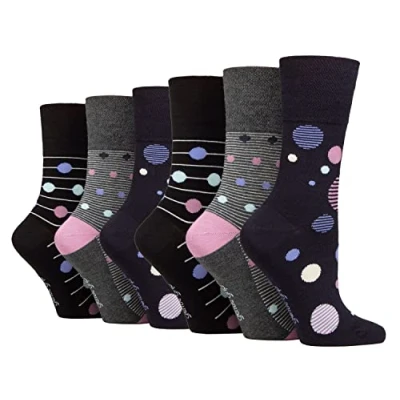Abbildung von Gentle Grip Sock Shop SOLRM38 Damen Socken, lockeres weiches Oberteil, nicht elastisch, Bambussocken, Größe 37 42, 6 Paar