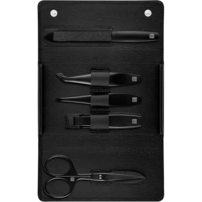 Abbildung von ZWILLING Maniküreset (5 Teilig, Reiseset für Gesichts und Barthaare, mit Nagelknipser Bartschere), Premium, Black Edition