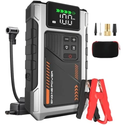 Abbildung von Eigotrav Starthilfe Powerbank mit 150 PSI Luftkompressor, 6000A Auto (Bis zu 7.5L Benzin, 6L Diesel), Tragbarer Starter LCD Display, LED Taschenlampe