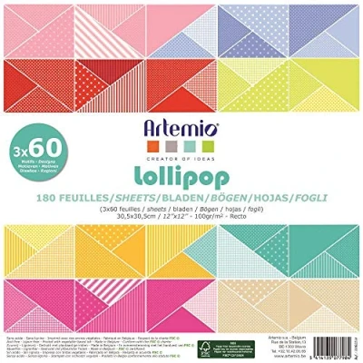 Abbildung von Artemio Lollipop Scrapbooking Papier, Mehrfarbig, 180 Stück