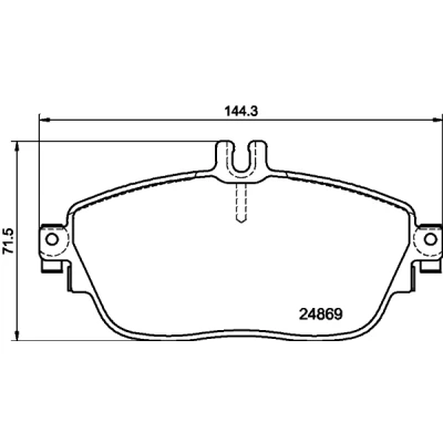 Abbildung von HELLA 8DB 355 019 721 Bremsbelagsatz für Verschleißwarnanzeiger vorbereitet mit Bremssattelschrauben MERCEDES BENZ: A Klasse, B GLA
