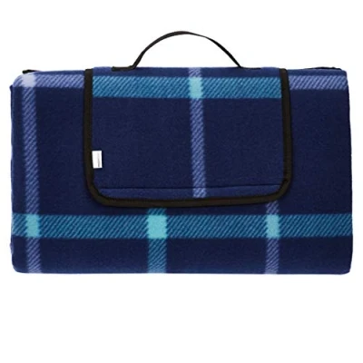Abbildung von Amazon Basics Picknickdecke für die Küche mit wasserdichter Unterseite, Dunkelblau, 200 x cm