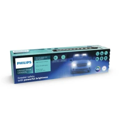 Abbildung von Philips Ultinon Drive 5001L LED Zusatzscheinwerfer für Fernlichtfunktion, 10&#039;&#039; Single Row Lightbar, 12V/24V, 2.500 Lumen, bis zu +387 m Lichtstrahllänge, Straßenzulassung