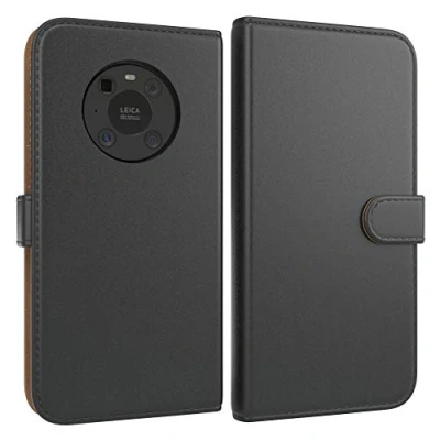Abbildung von EAZY CASE Tasche kompatibel mit Huawei Mate 40 Pro 5G Schutzhülle Standfunktion Klapphülle im Bookstyle, Handytasche Handyhülle Flip Cover Magnetverschluss und Kartenfach, Kunstleder, Schwarz