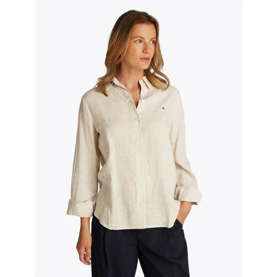 Abbildung von Tommy Hilfiger Relaxed Shirt Hemdbluse, Damen, Größe: 36, Classic ithaca/sandalwood