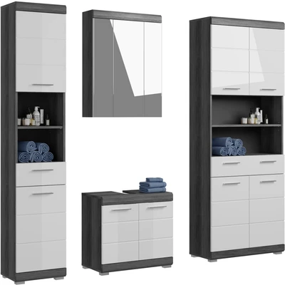 Abbildung von INOSIGN Badmöbel Set &quot;Siena&quot;, (Set, 4 St.), Hochschrank, Spiegelschrank, Waschbeckenunterschrank,Hochschrank breit