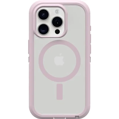Abbildung von OtterBox Schutzhülle für iPhone 15 Pro (nur Defender Series XT), transparent, Bildschirmlos, robust, rastet an MagSafe mit Schlüsselband