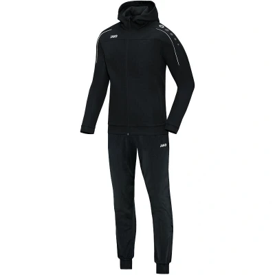 Abbildung von JAKO Trainingsanzug Herren &amp; Damen Polyester Classico mit Kapuze Schwarz XXL Jogginganzug 2 teilig für Sport und Alltag, Jogginghose Trainingsjacke