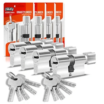 Abbildung von GERCAR Profilzylinder Schließzylinder Zylinderschloss 40/40 Knaufzylinder Türschloss inkl. 10 Schlüssel Gleichschließend 4er Set Länge: 80mm, A:40 B:40
