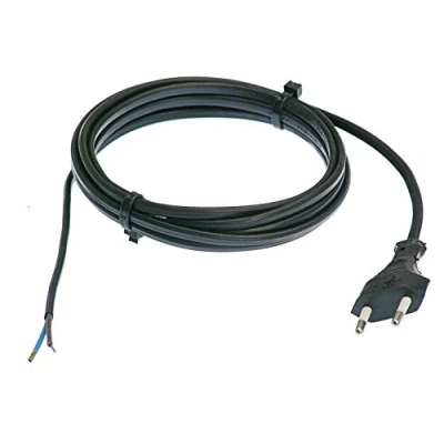 Abbildung von as Schwabe Euro Anschlussleitung 3 m H03VVH2 F 2x0,75mm Euroflachstecker mit Leitung Anschlusskabel 30 mm abgemantelt Aderendhülsen Stromkabel IP20 Schwarz, 70652