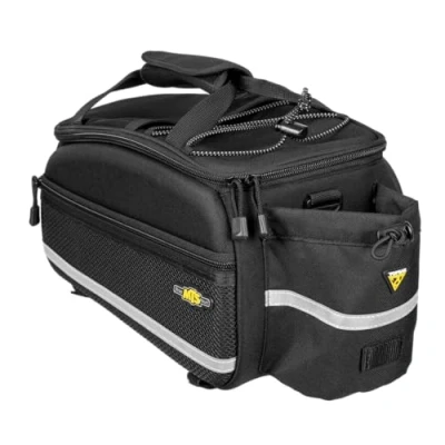 Abbildung von Topeak MTS TrunkBag EX 2.0 wasserdichte Fahrradtasche mit erweiterbaren Gepäckseiten, Befestigung an einem Gepäckträger Riemen, Schwarz