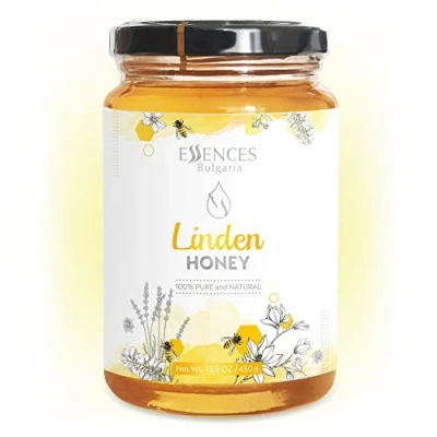 Abbildung von Essences Bulgaria Lindenblüten Honig 450 GR Naturbelassen Höchste Qualität 100% Reinheit Ohne Zusatzstoffe Purer Bienenhonig Gentechnik Gluten Frei 450gr.