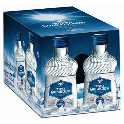 Abbildung von Wodka Gorbatschow 37,5 Prozent vol. (12 x 0,1 l) kristallklar und absolut rein im Geschmack, ideal in einer Vielzahl von Longdrinks oder Cocktails pur auf Eis als Shot